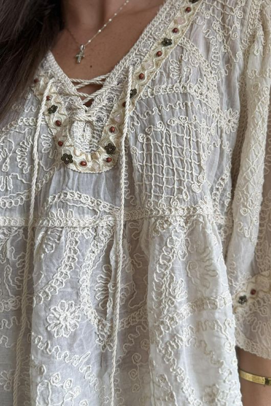 Sera Cotton Smock Vintage Cream